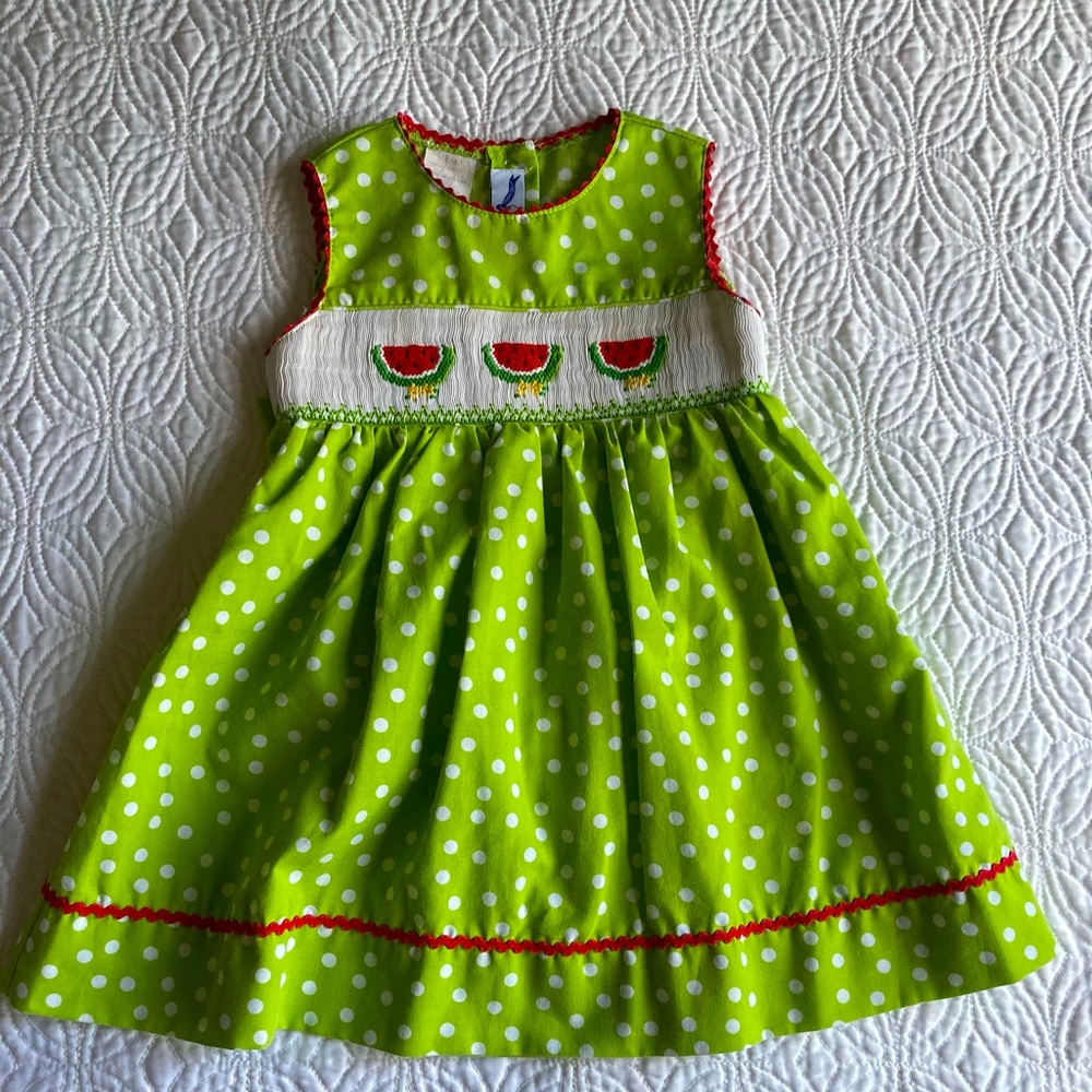 12m-Watermelon Smocking Dress-Silly Goose